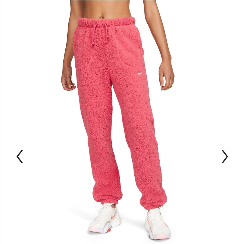 Pink Fuzzy Nike joggers / M
